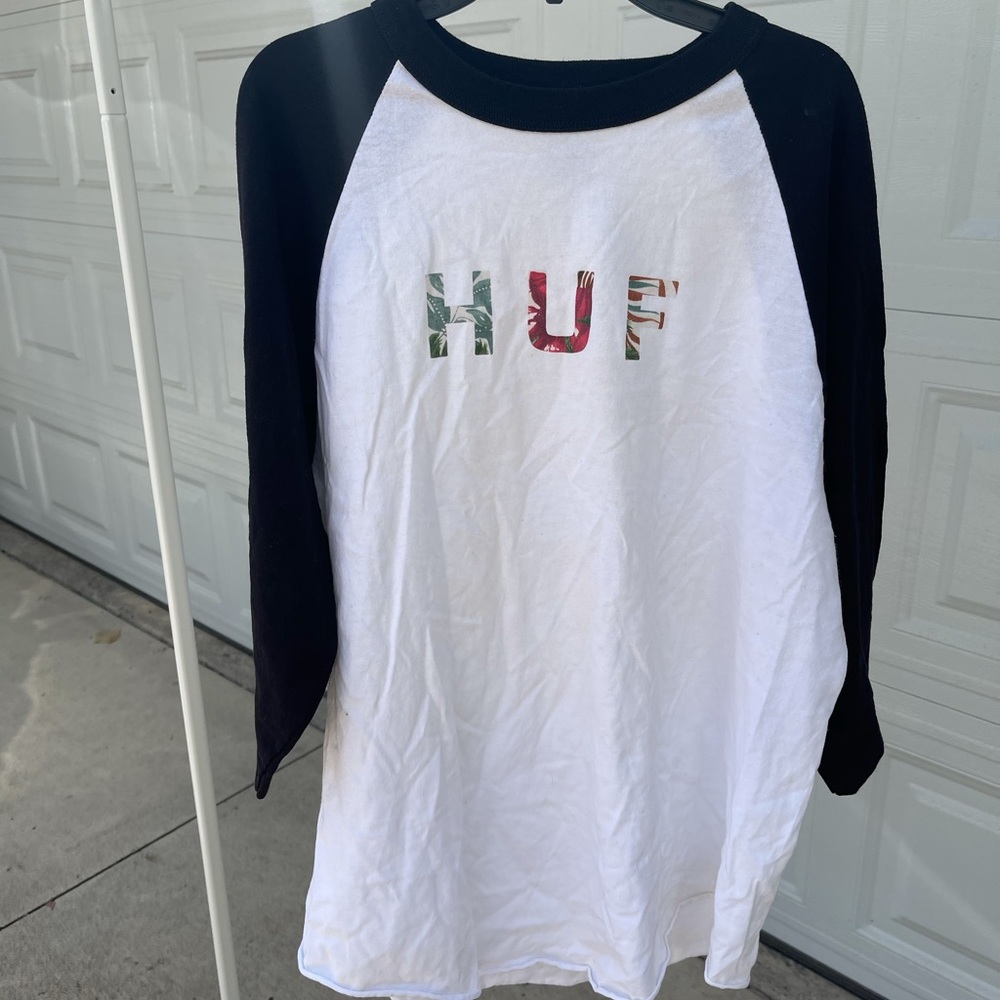 Huf Quarter Length Sleeve Tee with Logo in print